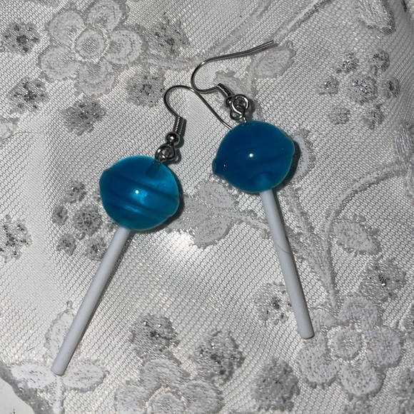 Blue Razz🍬Sucker Earrings - Picture 4 of 4
